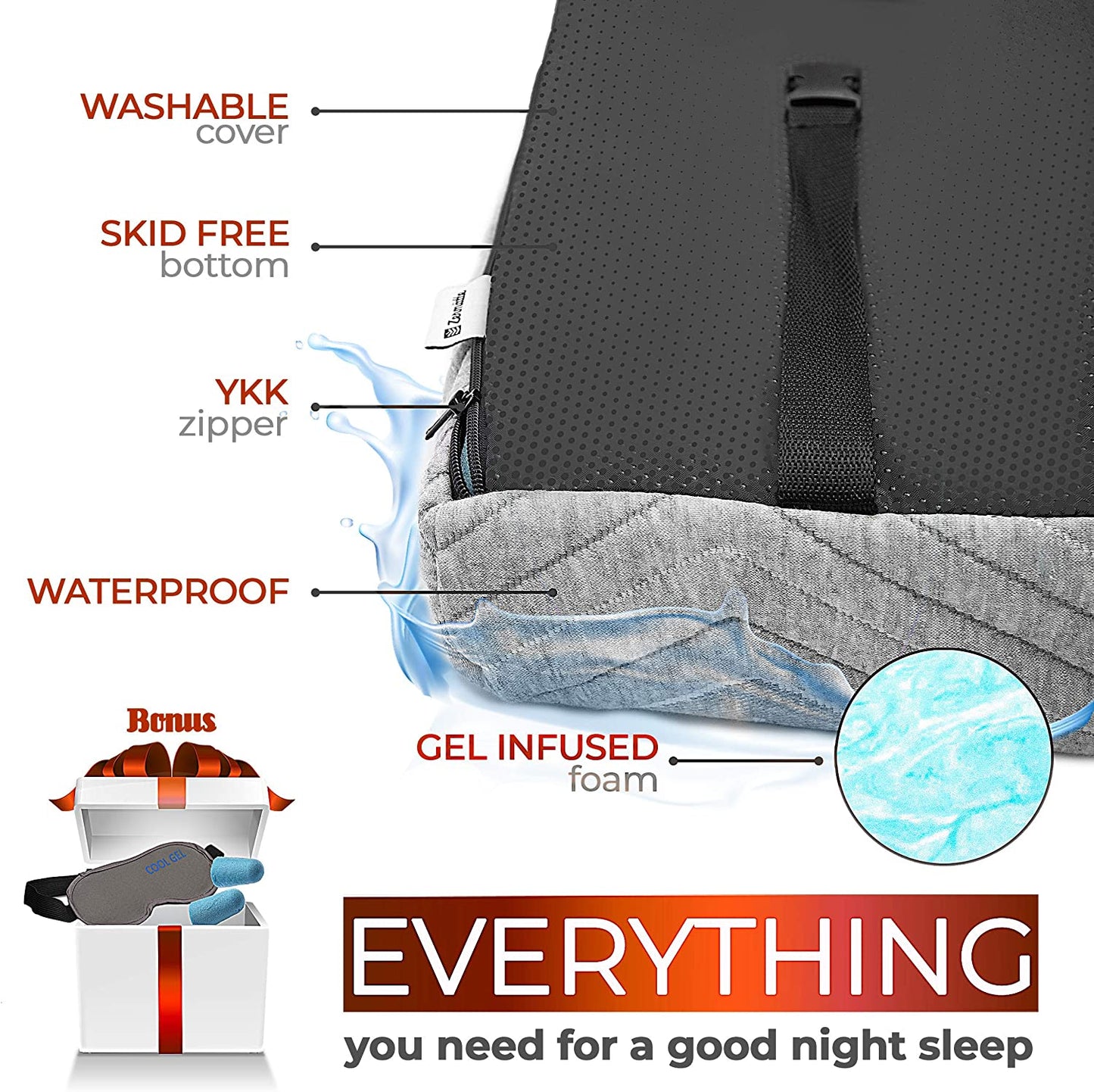 Portable Roll-Up Travel Mattress - Features CertiPUR-US 3” Cooling Gel Infused Memory Foam Sleeping Pad, Ideal for Camping, Car Trips, and as a Bed Topper; Includes Waterproof Cover, Carry Bag; Suitable for Kids, Cots, Singles, and Twins.