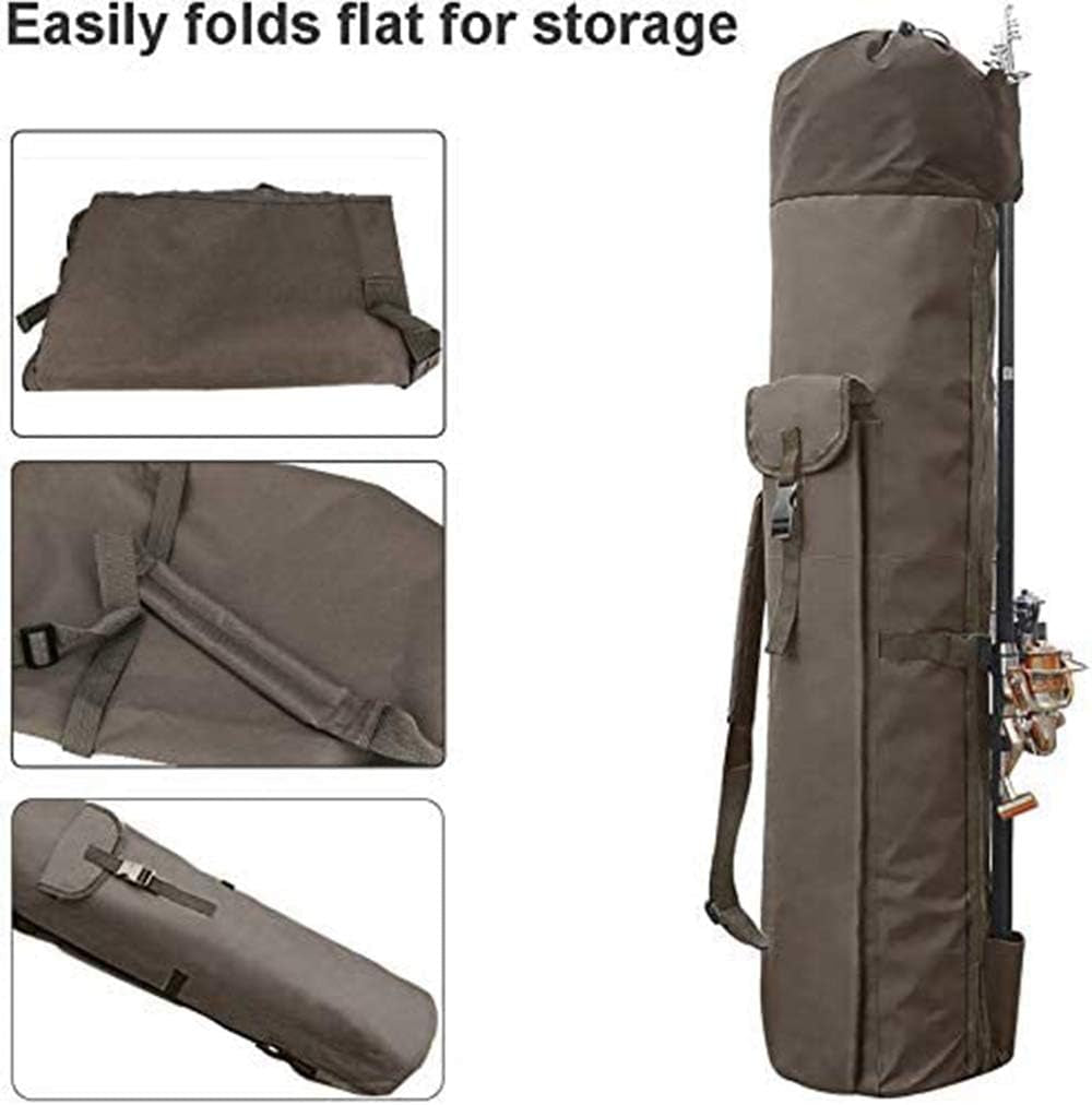 Fishing Rod Bag Reel Organizer - Portable Tackle Bag for Fishing Gear, Oxford Material with Large Capacity, Travel Carry Case for Pole Fishing Tools - Khaki