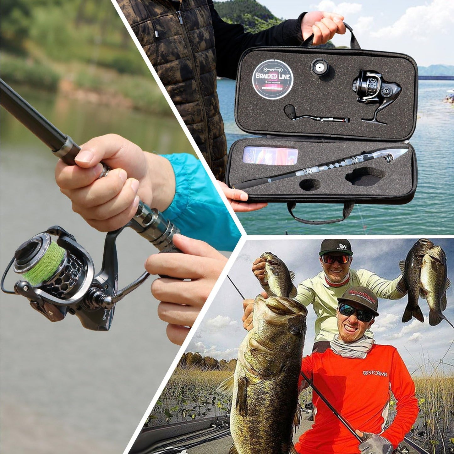 Fishing Rod Combos with Telescopic Pole, Spinning Reels, and Travel Bag for Saltwater and Freshwater Fishing