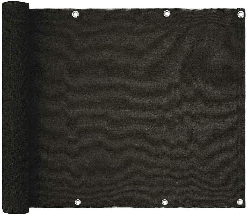 Outdoor Balcony Privacy Screen Cover - 3'x16.4' Fence Privacy Screen for Patios, Decks, and Porches - UV-Proof and Waterproof - Includes Cable Ties and Ropes - Black