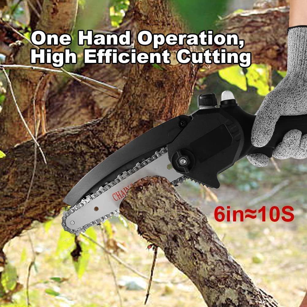 Mini Chainsaw 6 Inch Cordless Chainsaw with Automatic Oiler, One-Handed Portable Electric Pruning Chainsaw, Includes 2x2.0Ah Batteries, Ideal for Wood Cutting, Garden Logging, and Trimming Branches