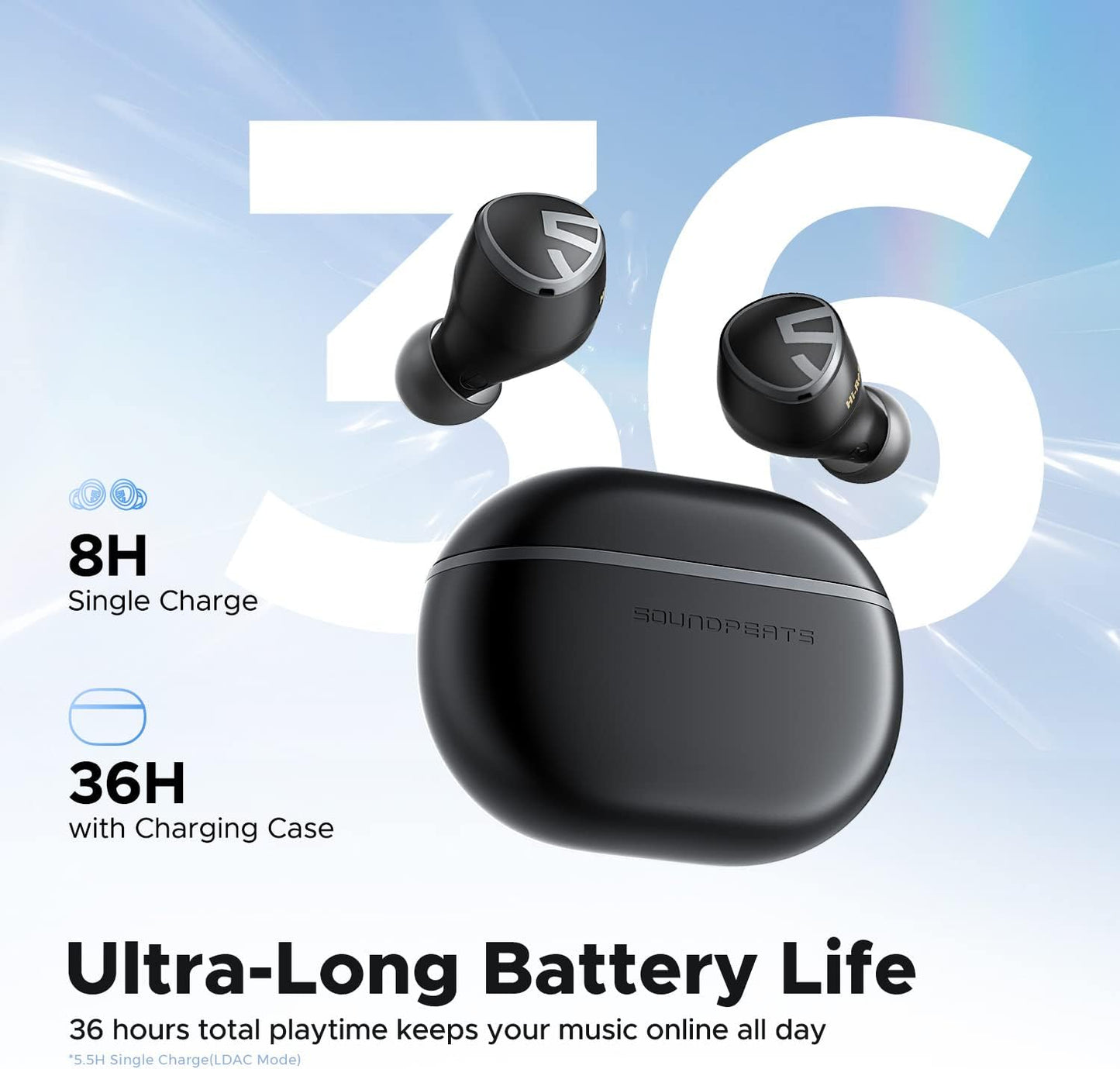 Mini HS Bluetooth 5.3 Wireless Earbuds - True In-Ear Wireless Earphones with Hi-Res Sound, AI-Enhanced Calls, Multipoint Connectivity, Customizable EQ via App, Gaming Mode, and 36-Hour Playtime (Black)