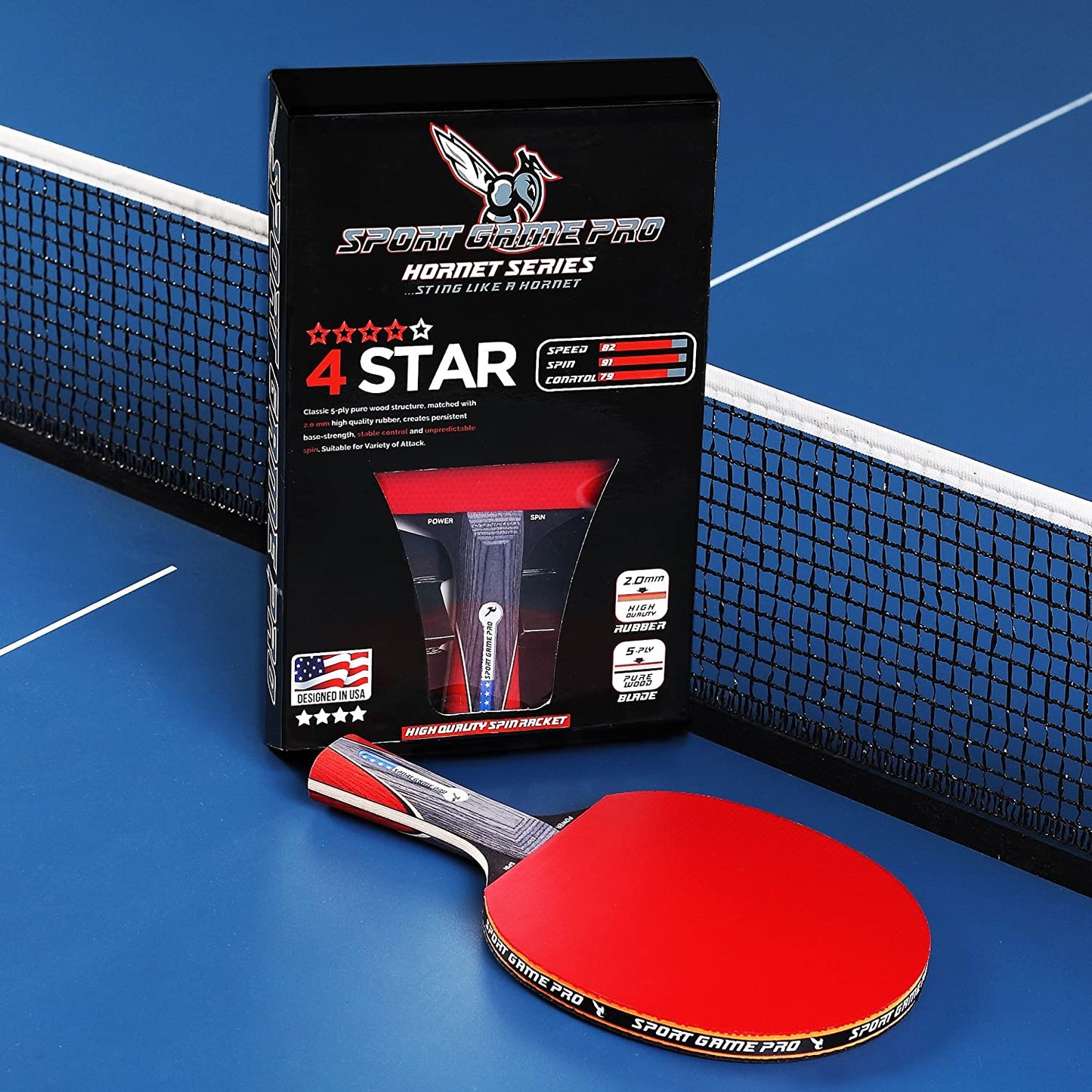 Ping Pong Paddle with Enhanced Spin and Complimentary Case