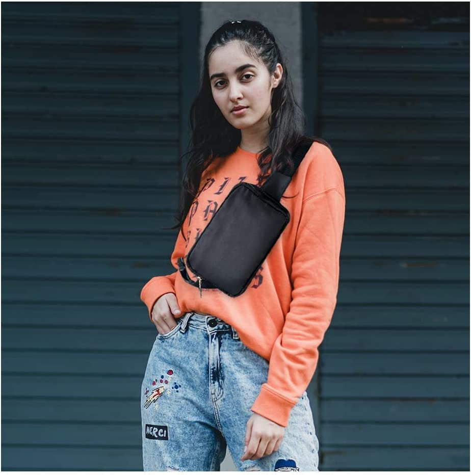 Fanny Pack Lightweight Durable, Small Belt Bag, Waist Bag Waterproof Hip Bag Shoulder Chest Fanny Pack for Running, Travel, Cycling, Hiking, Black, Small