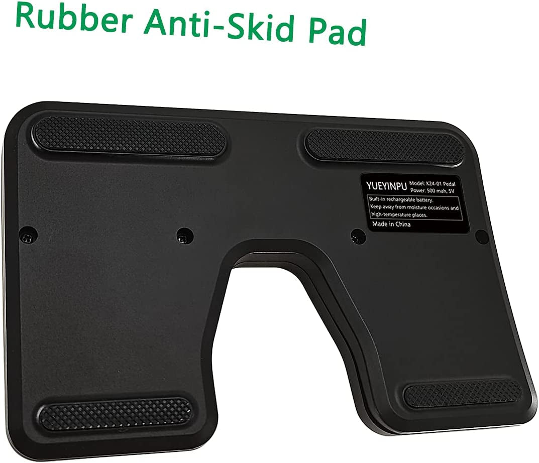 Rechargeable Wireless Foot Pedal for Tablets and Smartphones - Hands-Free Music Page Turner with Anti-Skid Pad