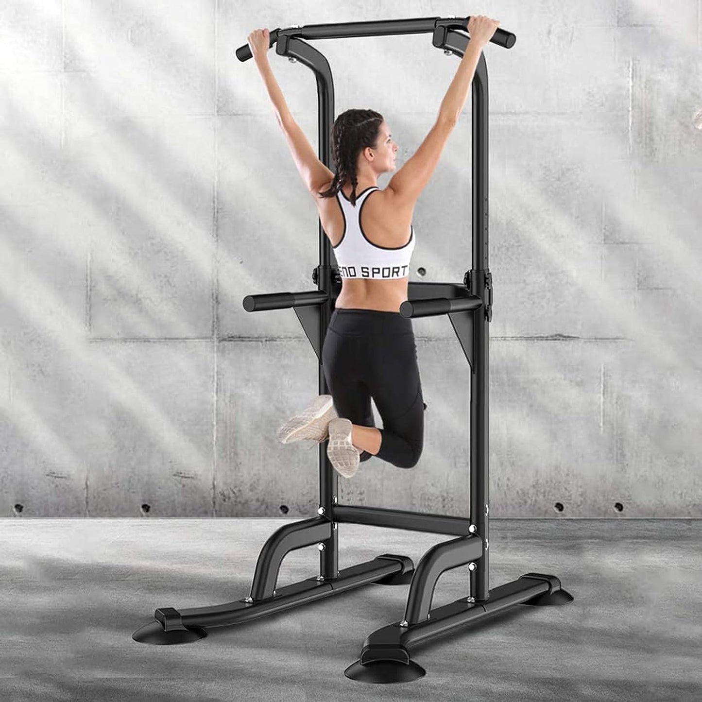 Height Adjustable Pull Up Bar Station - Dip Station Multi-Function Home Gym Equipment Fitness Workout Equipment