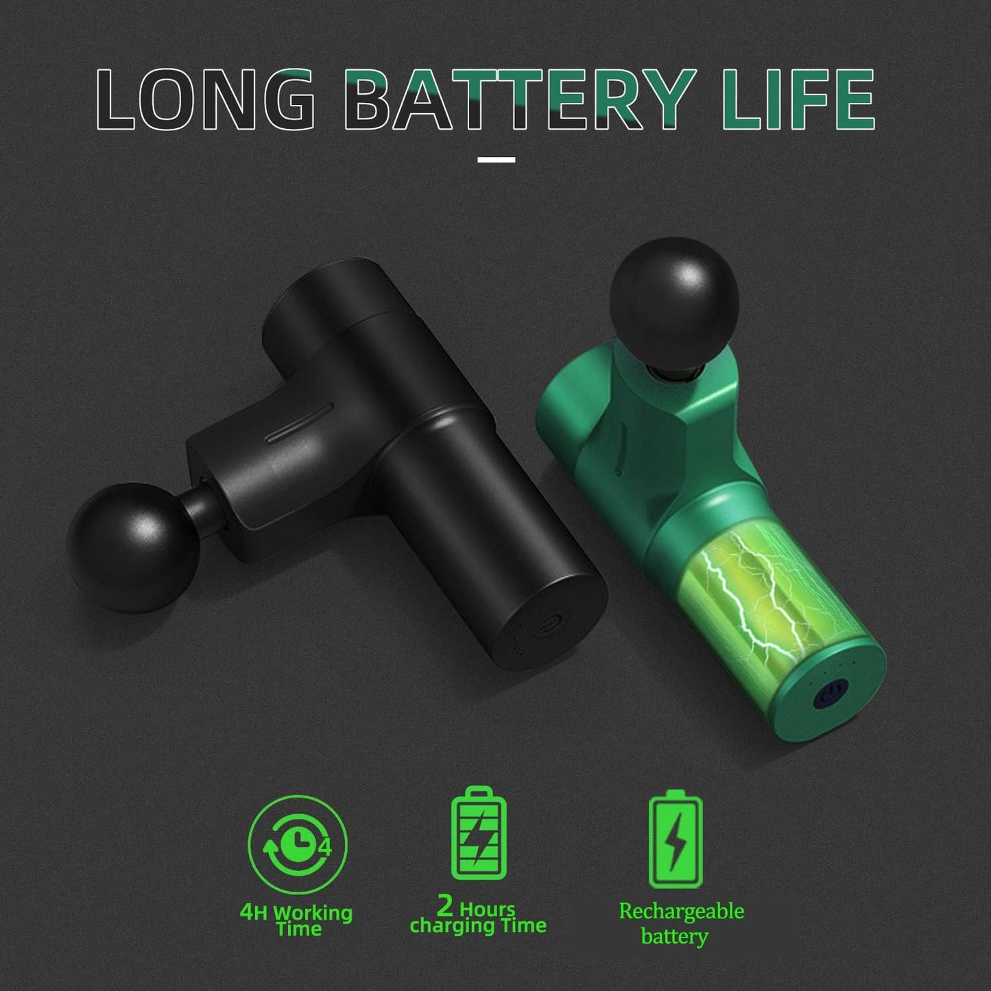 Mini Deep Tissue Massage Gun - Portable Percussion Muscle Massager for Pain Relief - Super Quiet Handheld Electric Massager - Features 4 Speeds and 4 Massage Heads - Color: Black.