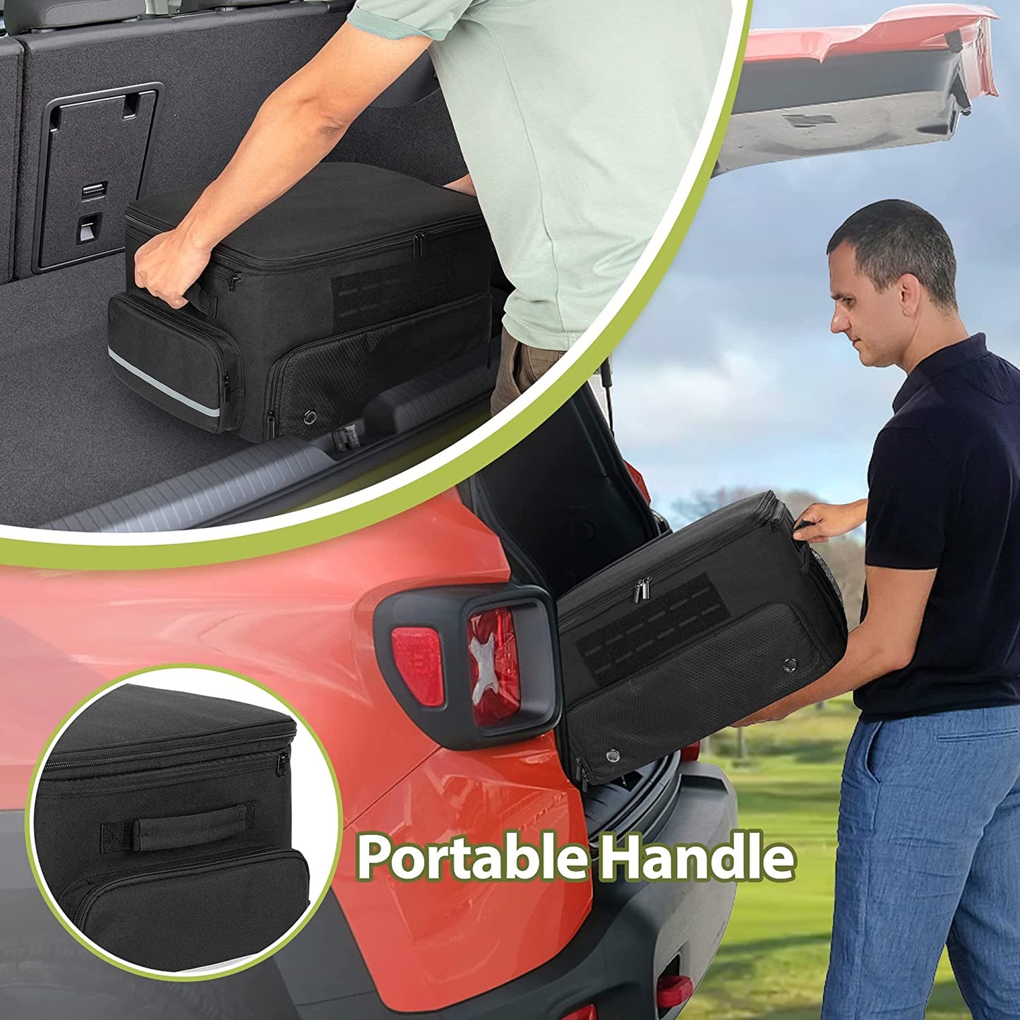 Golf Trunk Organizer with Dedicated Shoe Compartment (Fits US Men's 16), Golf Car Locker Storage for Balls, Tees, Clothing, Gloves, and Accessories