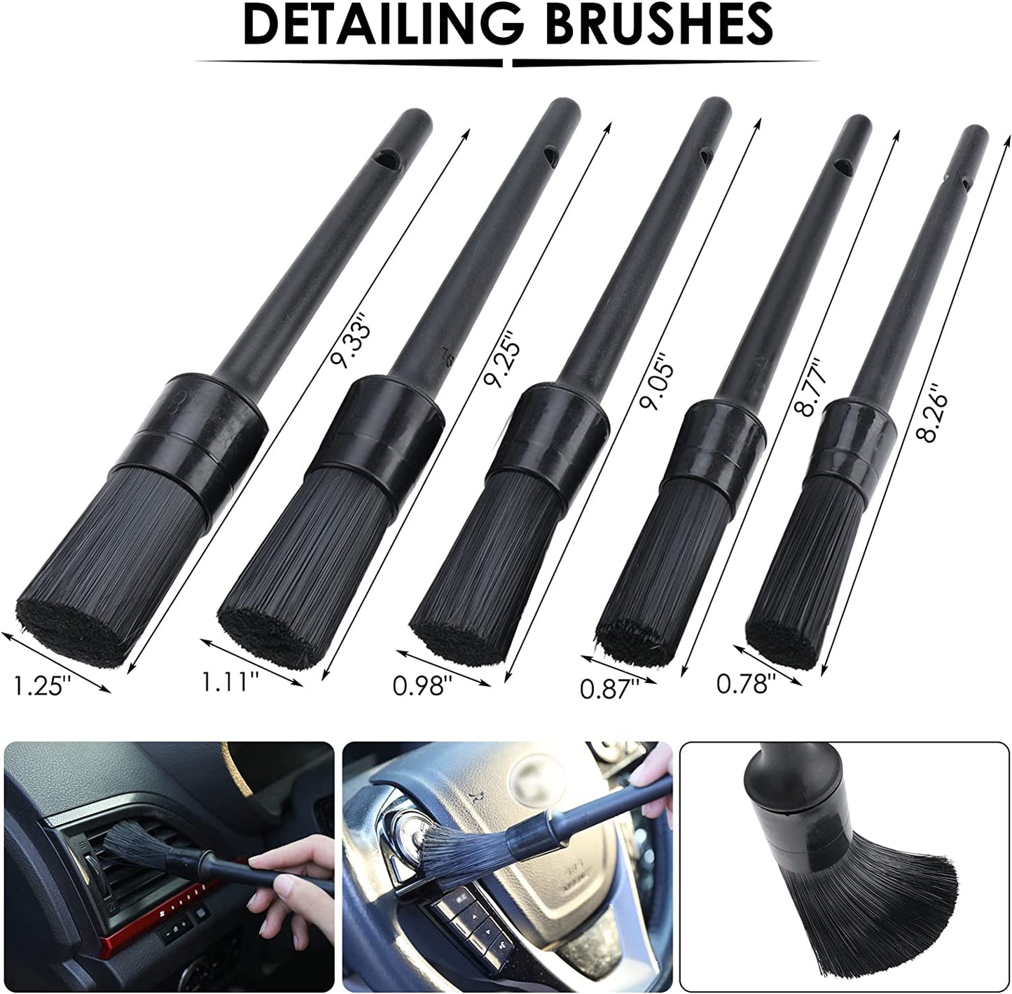 15-Piece Auto Detailing Brush Kit for Rims, Drill Brushes, Wire Brush, and Automotive Air Conditioner Brush