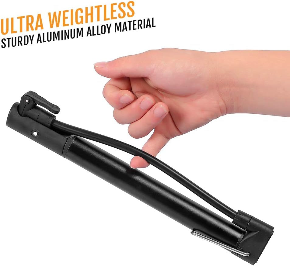 Compact and Portable Bike Floor & Sports Ball Air Pump - Aluminum Alloy Bicycle Tire Pump with Puncture Kit.