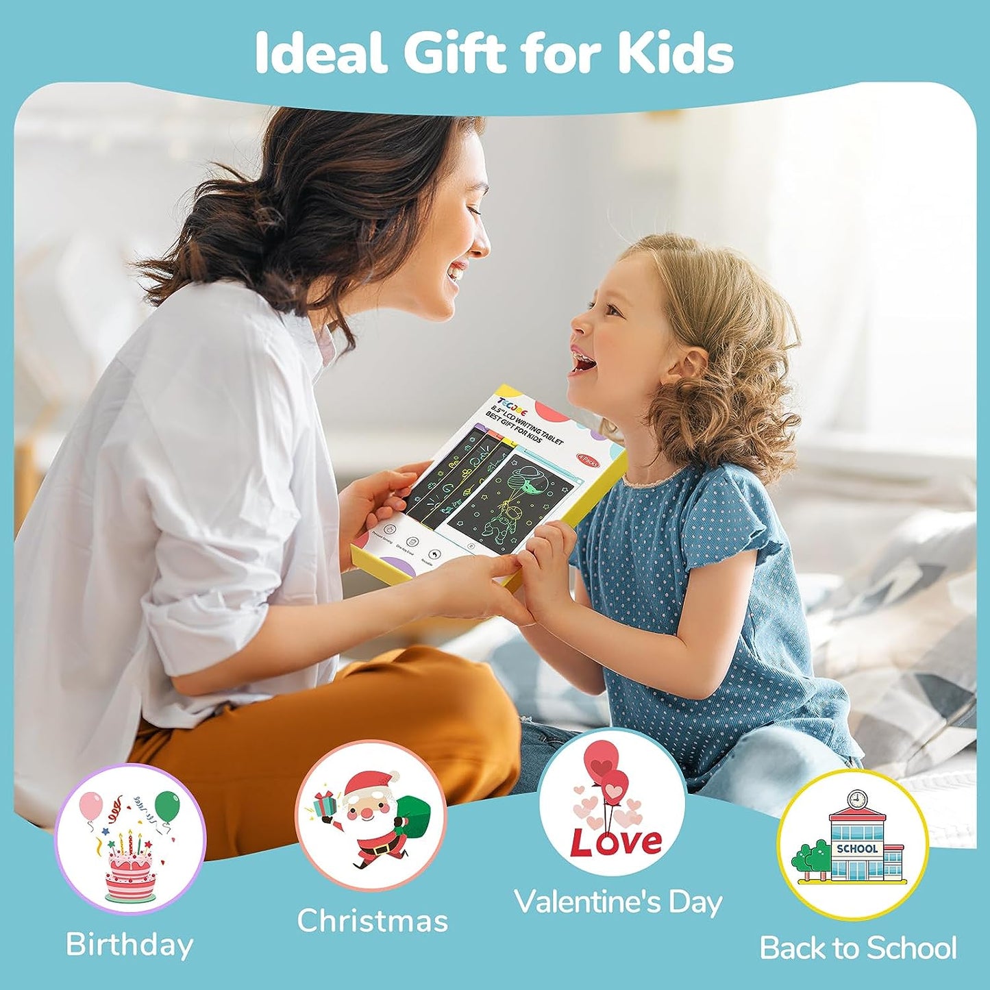 4 Pack LCD Writing Tablet, 8.5 Inch Colorful Doodle Board Drawing Tablet for Kids, Educational Travel Games Activity Learning Toys, Ideal Birthday Gifts for 3-6 Year Old Boys and Girls Toddlers