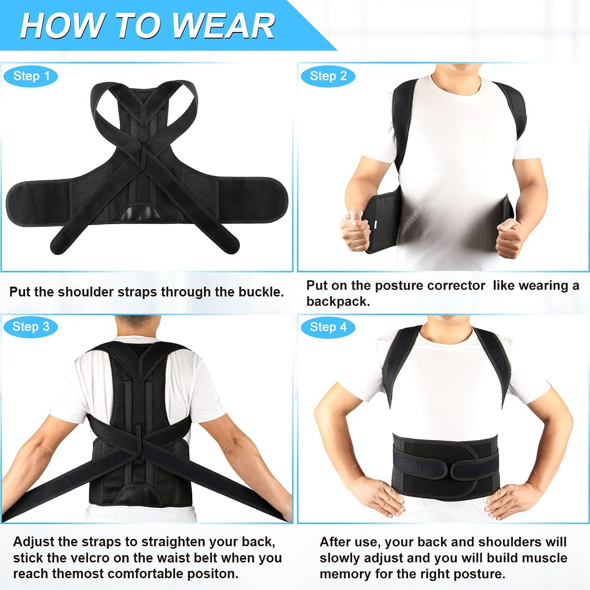 Posture Corrector for Men and Women: Back Brace designed for Lumbar Support and Upright Posture, Breathable Back Straightener to Improve Posture and Relieve Neck, Back, and Shoulder Pain Medium -(29-33 Inches)