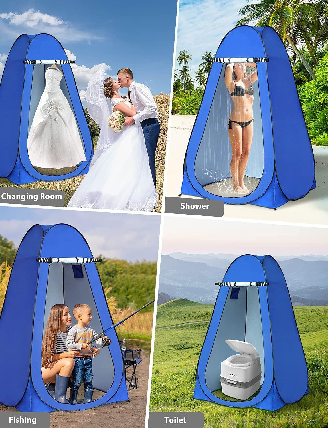 Portable Privacy Tent with UV Protection for Camping, Dressing, and Showering - Spacious and Durable Shelter with Silver Coating and Beach Shade - Open Size: 1.2m x 1.2m x 1.9m