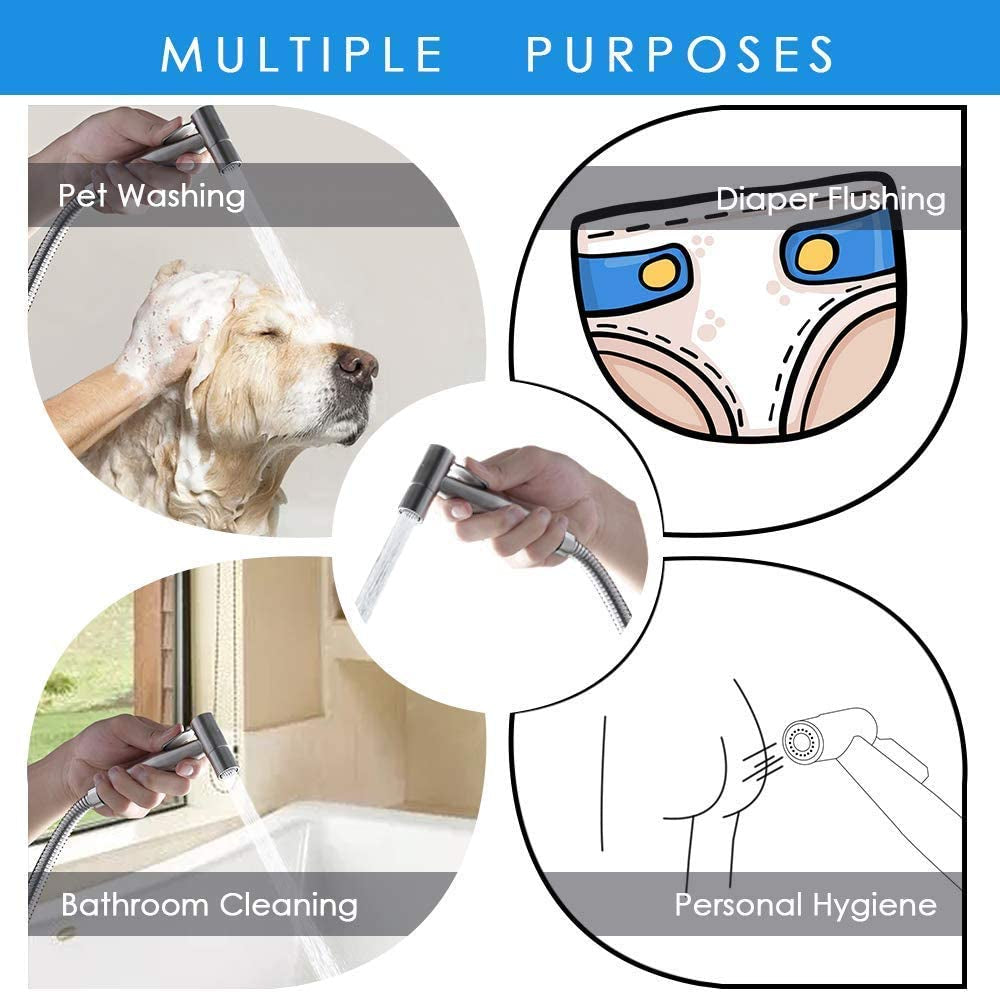 Stainless Steel Bidet Sprayer Kit for Toilet - Handheld Sprayer Set Ideal for Toilet Hygiene, Cloth Diaper Cleaning