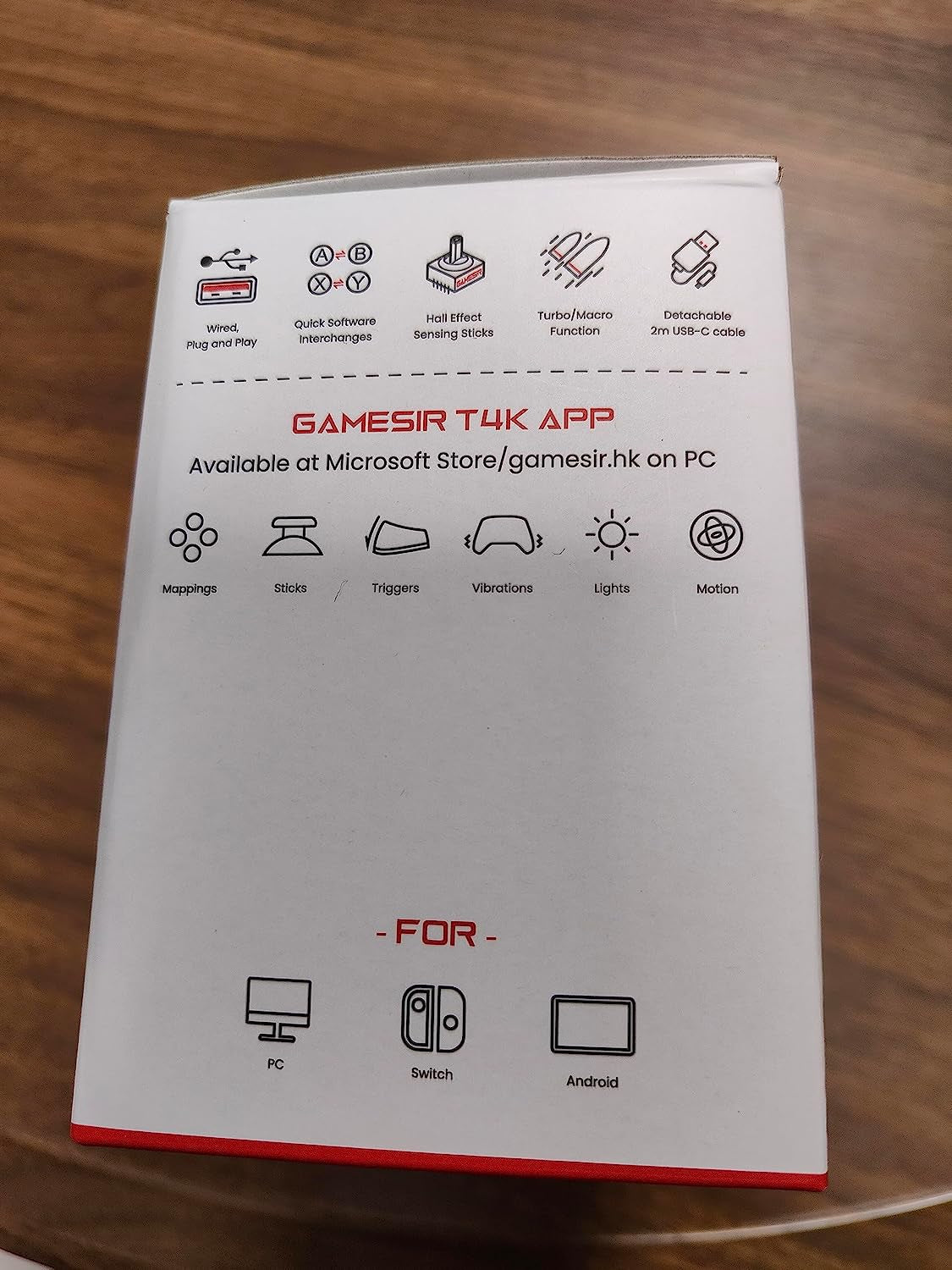 Kaleid Transparent T4 PC Controller - Wired Gaming Controller for PC, Switch, and Android TV Box. Plug and Play Gamepad Joystick featuring Hall Effect Sticks, Analog Triggers, 3.5mm Audio Jack, and 2 Back Buttons.