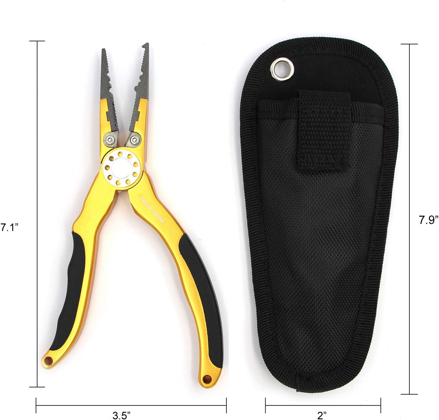 Premium Aluminium Fishing Pliers with Stainless Steel Hook Remover, Saltwater Resistant Gear, Spilt Ring Pliers, Tungsten Carbide Cutters, and Braid Line Cutters