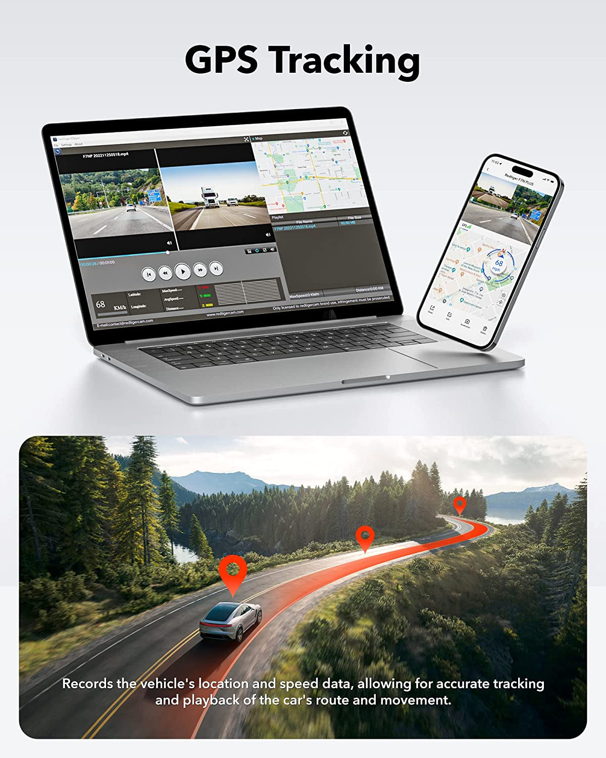 Full HD Car Dashboard Recorder with 4K/2.5K Front Rear Camera, 3.18” IPS Screen, Wi-Fi GPS Night Vision Loop Recording 170° Wide Angle WDR - Includes Free 32GB Card