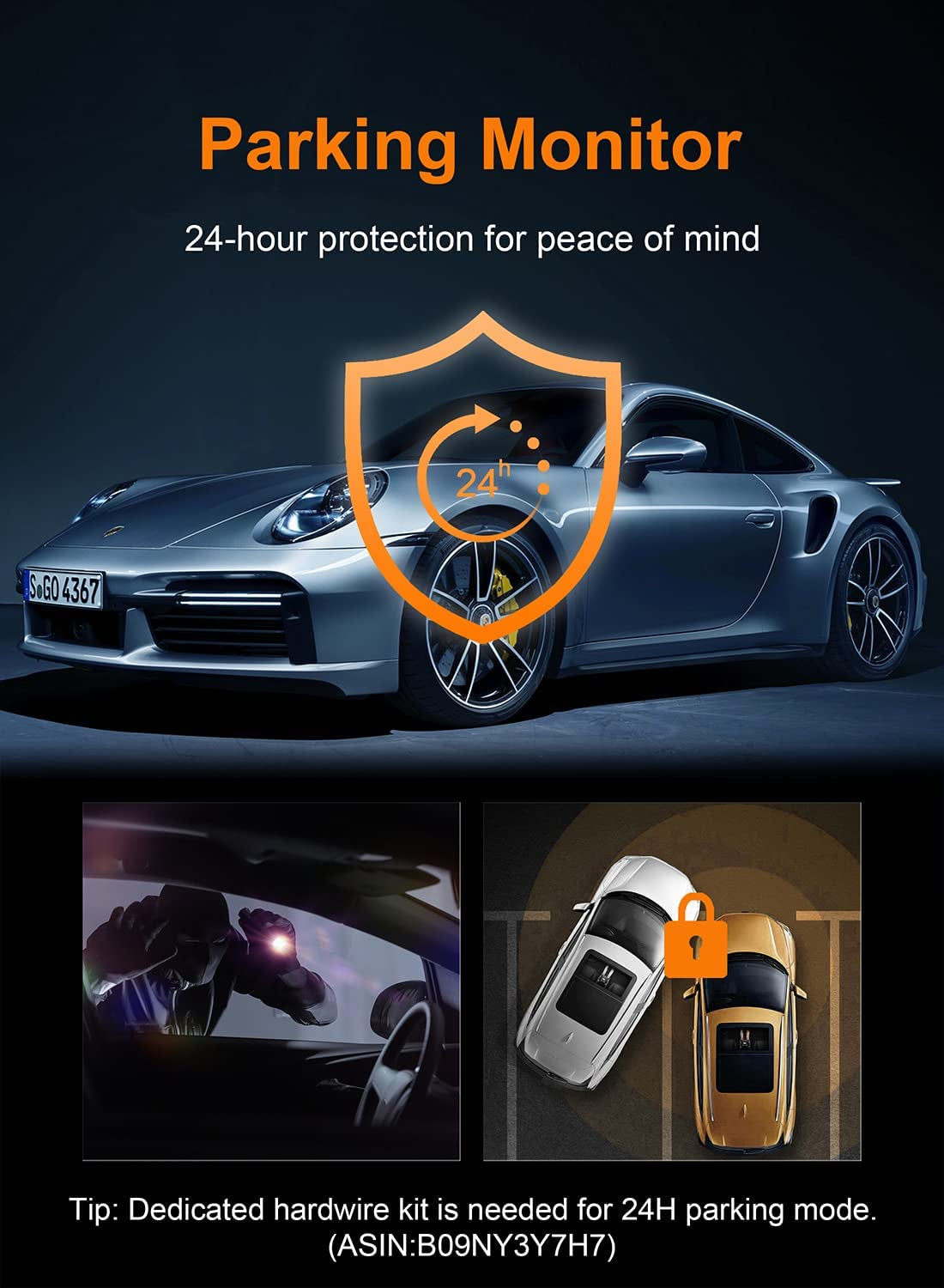 Dual Dash Cam Front and Rear, Car Camera with Wifi and GPS, Front 4K Rear 1080P Dash Camera for Cars, 2" IPS Display, Night Vision, WDR, Parking Monitor, Supports up to 256GB Max Storage