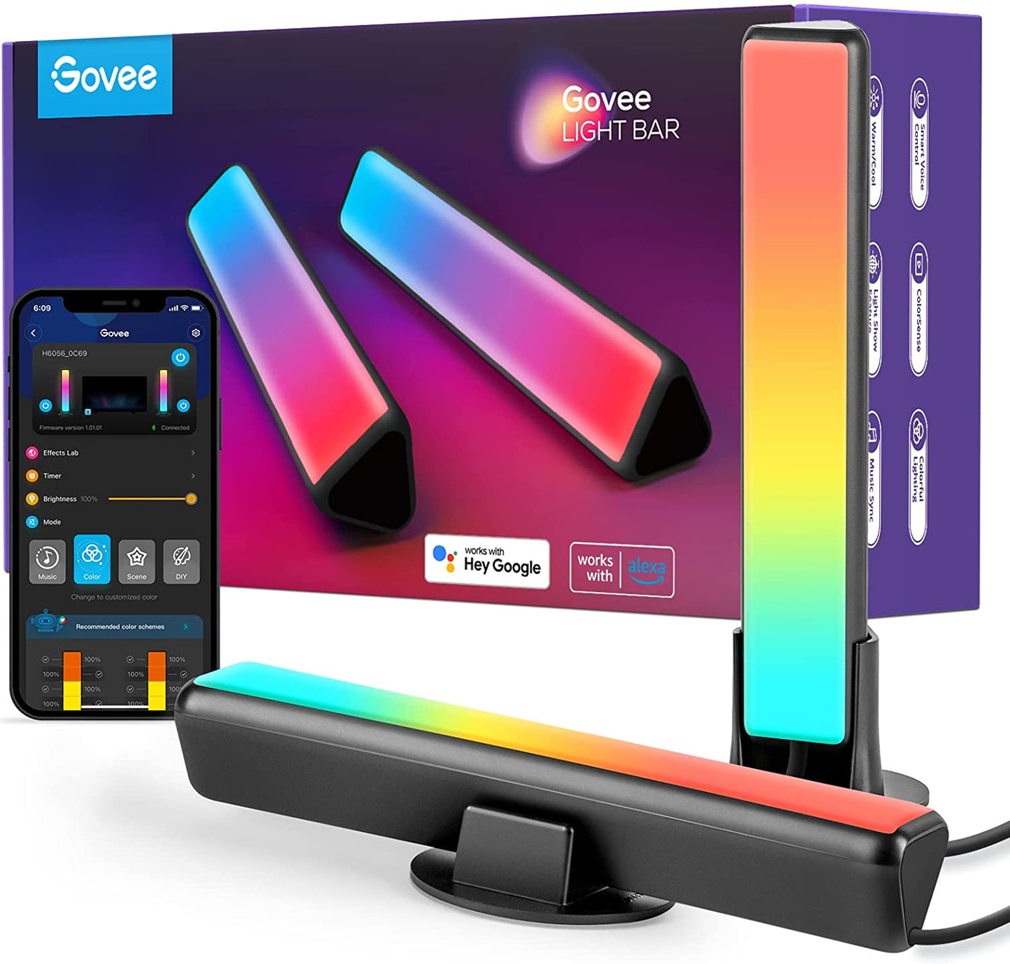 Flow Plus Smart LED Light Bars: Gaming Lights with RGBICWW Wifi. Work with Alexa and Google Assistant. Features Scene Modes and Music Modes. Perfect for Gaming, Pictures, PC, TV, and Room Decoration