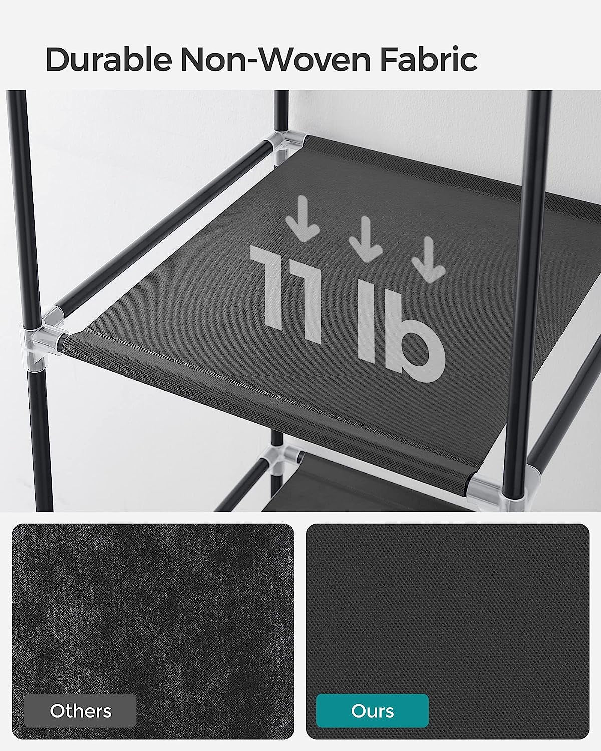 Portable Closet: Clothes Storage Organizer, Dimensions 17.7 x 34.6 x 66.1 Inches, Color Black