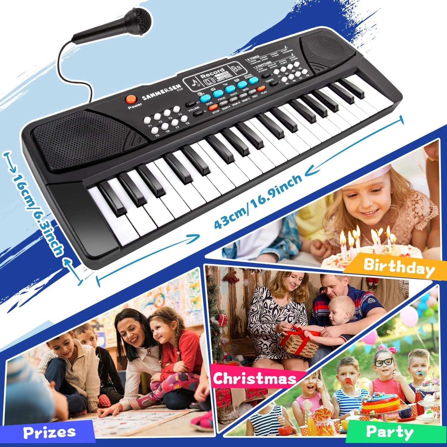 Kids Piano: 37-Key Electronic Keyboard with Microphone - Educational Musical Instrument for Beginner Boys and Girls (Ages 3-8)