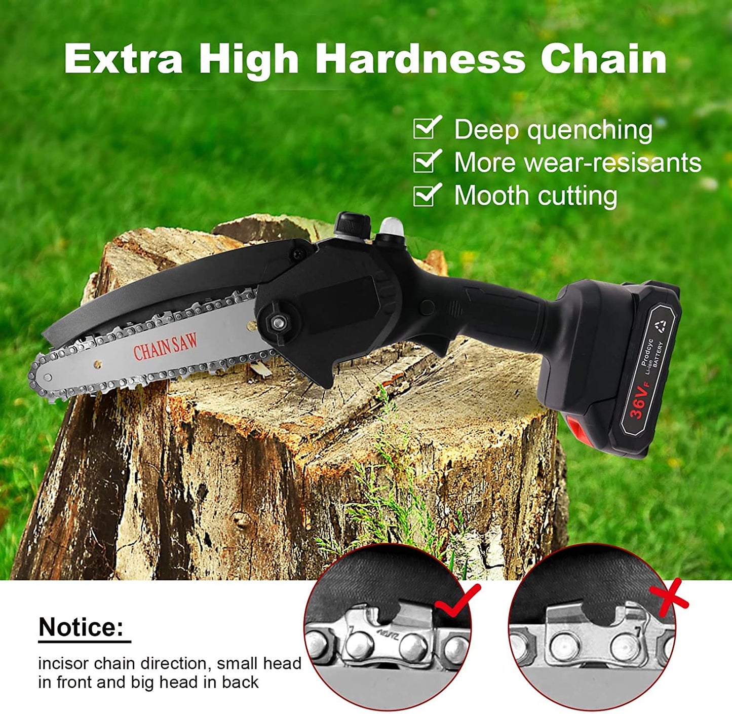 Mini Chainsaw 6 Inch Cordless Chainsaw with Automatic Oiler, One-Handed Portable Electric Pruning Chainsaw, Includes 2x2.0Ah Batteries, Ideal for Wood Cutting, Garden Logging, and Trimming Branches