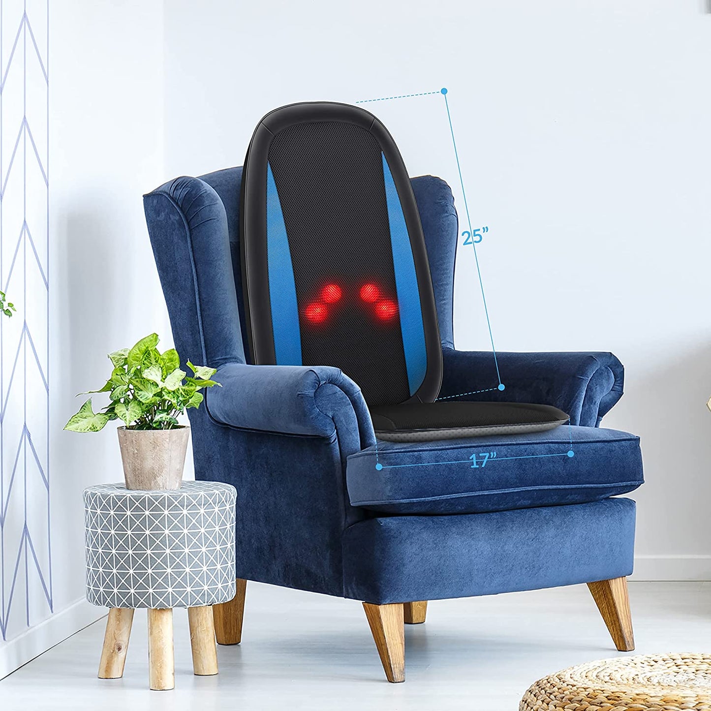 Heat-Enabled Shiatsu Back Massager: Deep Tissue Kneading Massage Seat Cushion, Suitable for Full Back, Electric Body Massager for Home or Office Chair Use