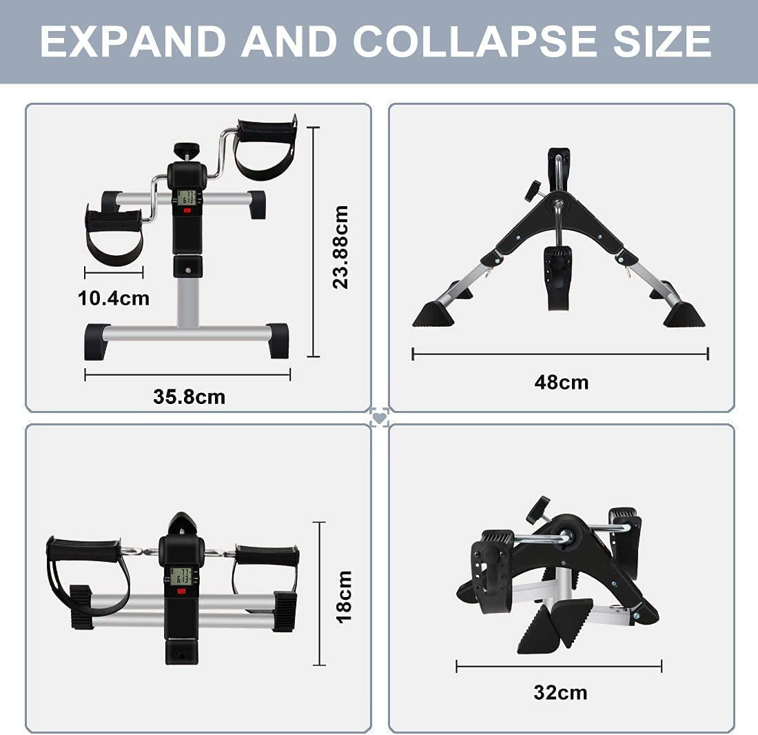 Foldable Desk Bike Pedal Exerciser: Ideal for Leg and Arm Physical Therapy Cycling Exercise. Equipped with Electronic LCD Display for Monitoring Progress.