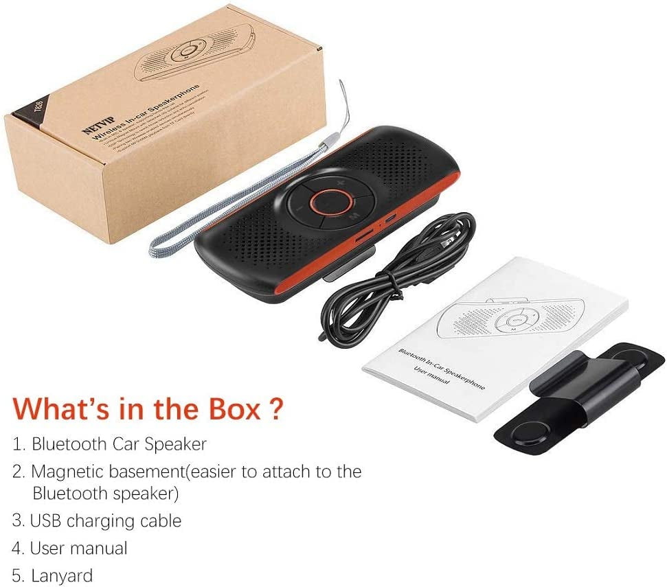 Bluetooth Speaker: Wireless Hands-Free Car Speakerphone with Sun Visor Mount, Music Player, Dual Phone Connection, Handsfree Talking, TF Card Support, GPS Broadcast, and Siri Compatibility - A Multi-Functional Device.
