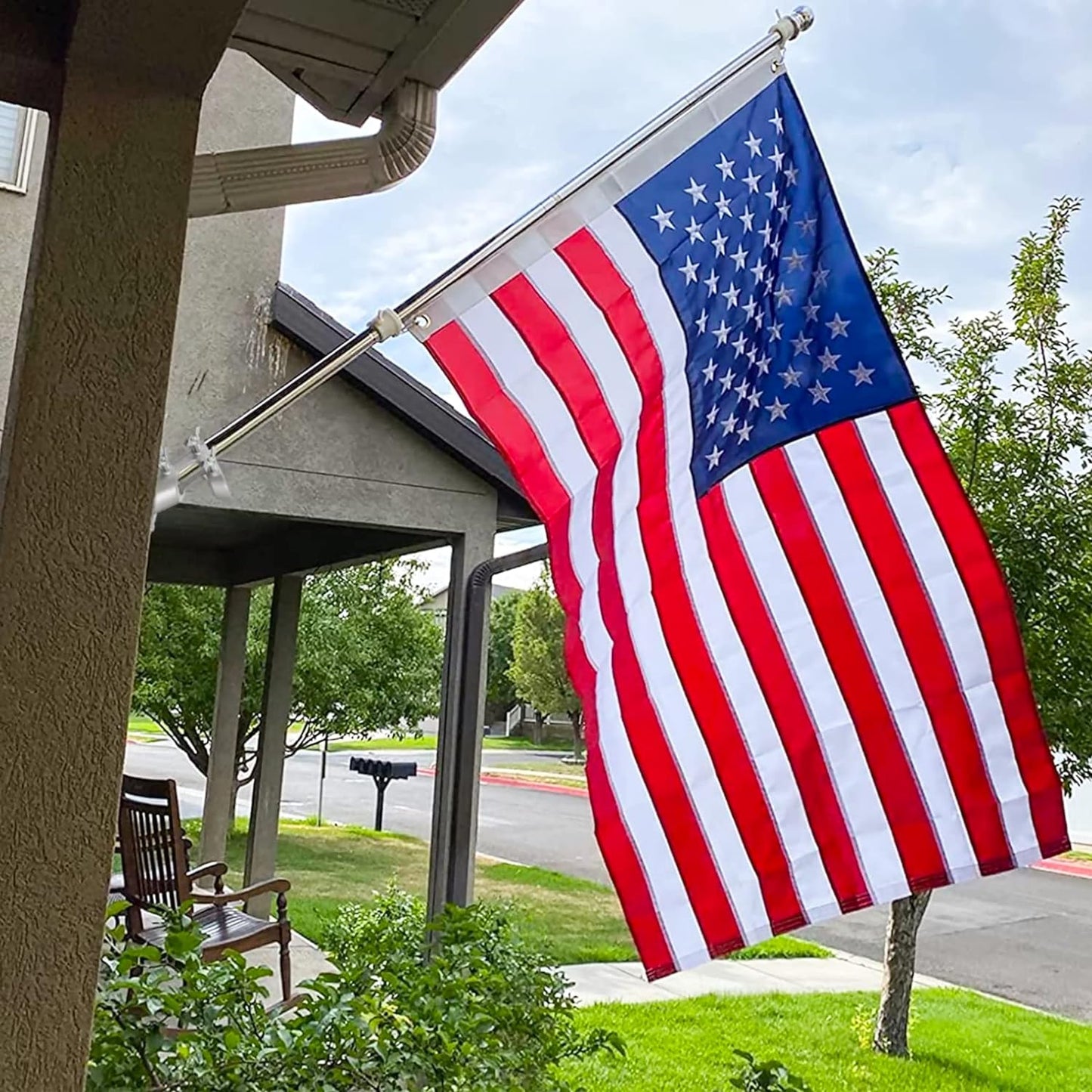 6FT Flag Pole Kit - Heavy Duty Stainless Steel Adjustable Flag Pole with 180 Degree Bracket - Ideal for Outdoor Use in Truck, Porch, Garden, Yard, and House