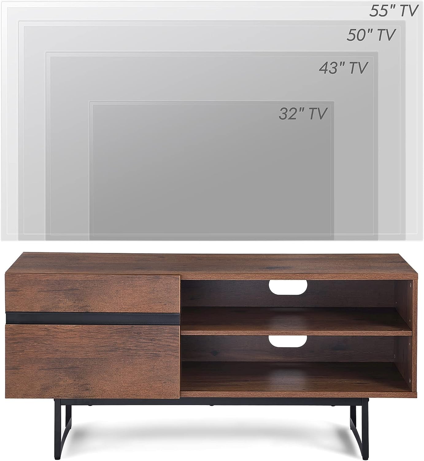 Modern Entertainment TV Stand for up to 50 inch TV with Storage Cabinets Media Console for Living Room, 42" - Brown