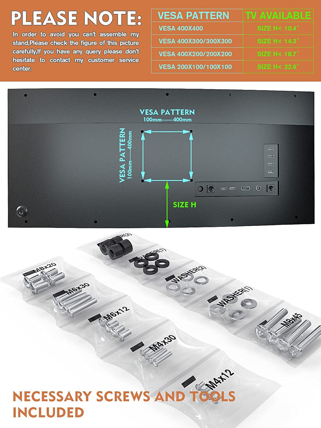 Height Adjustable Swivel TV Stand - Universal Table Top Stand for 27-55 inch LCD LED TVs - Features Tempered Glass Base, Wire Management, and VESA 400x400mm Compatibility