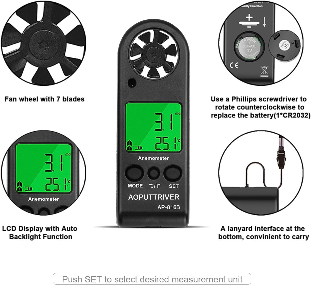 High Precision Handheld Digital Anemometer for Accurate Measurement of Wind Speed, Temperature, and Max/Average/Current, Ideal for Windsurfing, Sailing, Fishing, and Outdoor Activities - Pack of 2