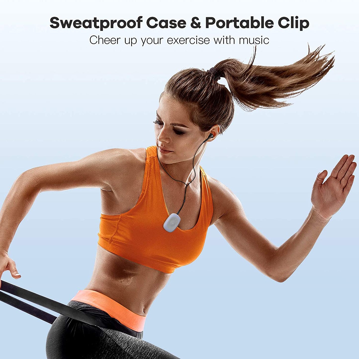 Clip MP3 Player with FM Radio: 8GB Digital Music Player designed for Jogging, Running, and Gym Activities. Available in Blue