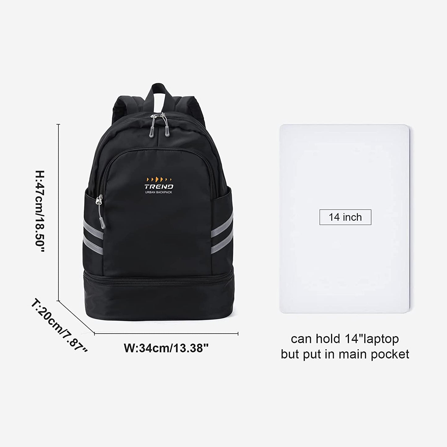 Gym Backpack with Shoe Compartment and Wet Pocket, Foldable Travel Backpack Ideal for Swimming and Yoga, Waterproof