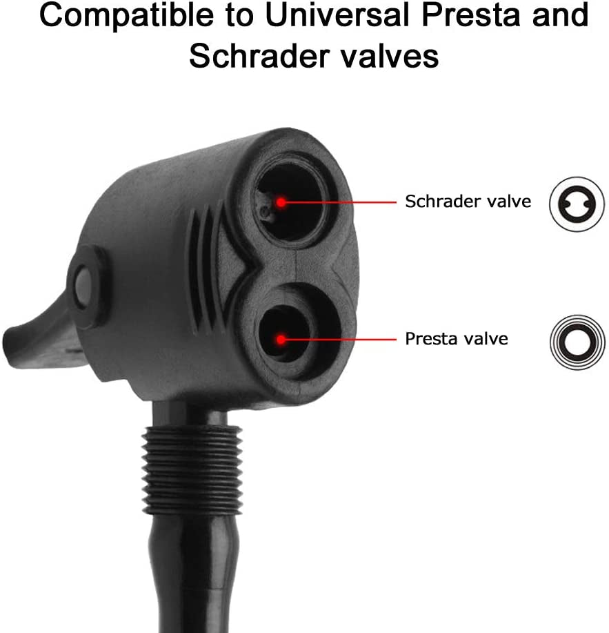 Double Cylinder Bike Floor Pump - Double Barrel Foot Pump - Portable Bicycle Tire Pump with Pressure Gauge & Smart Valve Head - Ideal for Bike Inflation