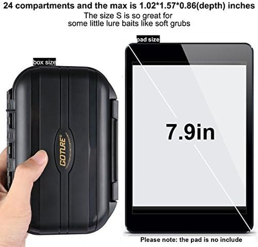 Waterproof Fishing Tackle Storage Organizer Box, Plastic Lure Box with Small Tool Tackle Trays - Black (6.69'' X 4.33'' X 1.81'')