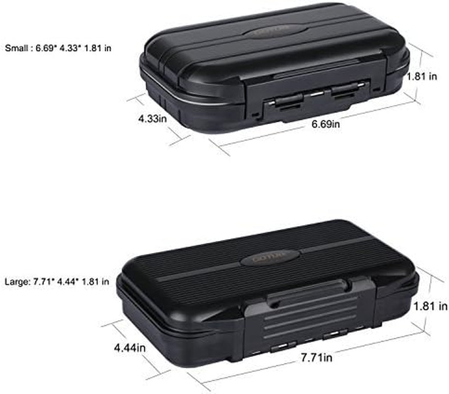 Waterproof Fishing Tackle Storage Organizer Box, Plastic Lure Box with Small Tool Tackle Trays - Black (6.69'' X 4.33'' X 1.81'')