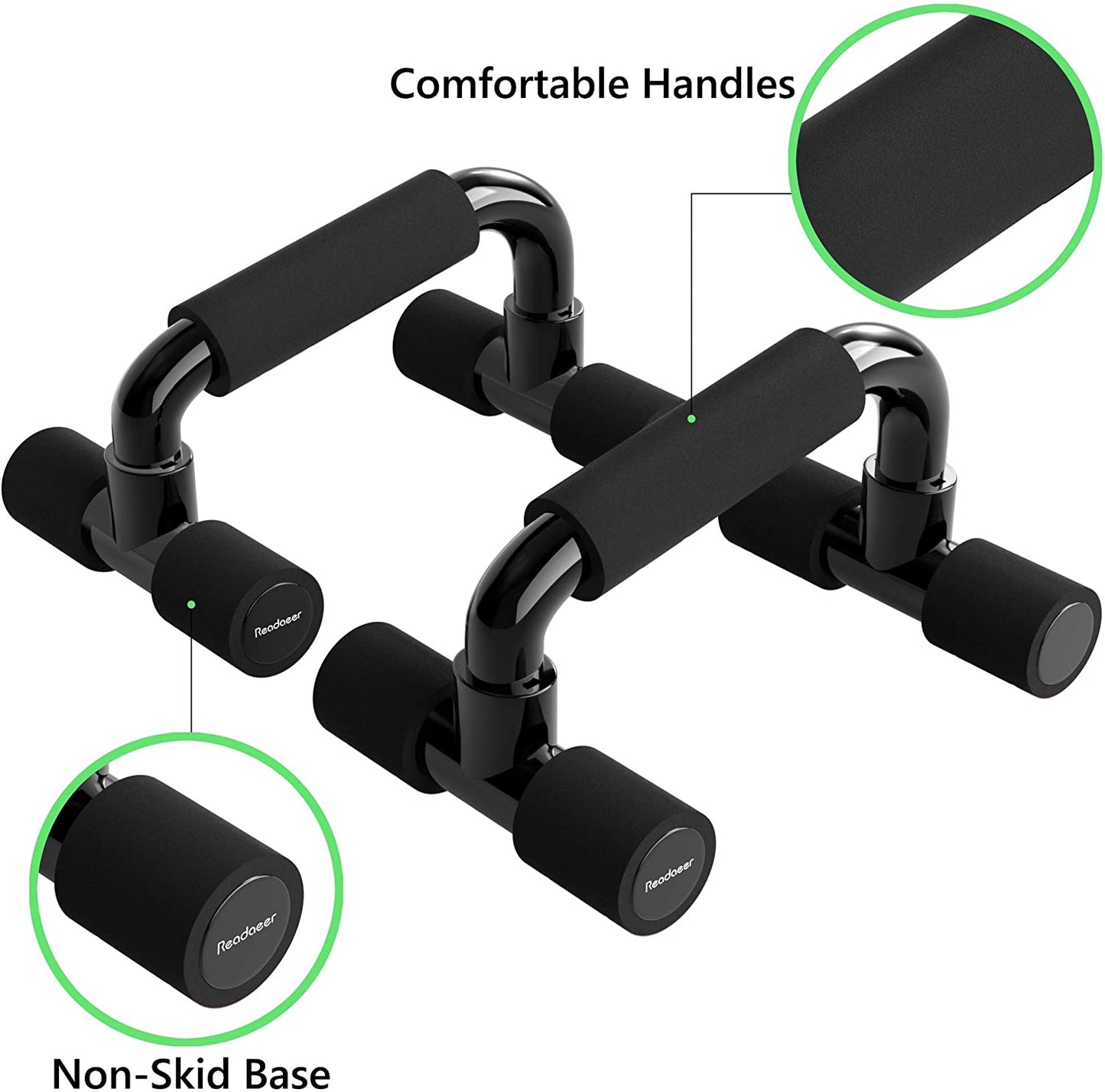 Push Up Bars - Gym Exercise Equipment for Fitness - 1 Pair of Pushup Handles with Cushioned Foam Grip and Non-Slip Sturdy Structure - Suitable for Men & Women