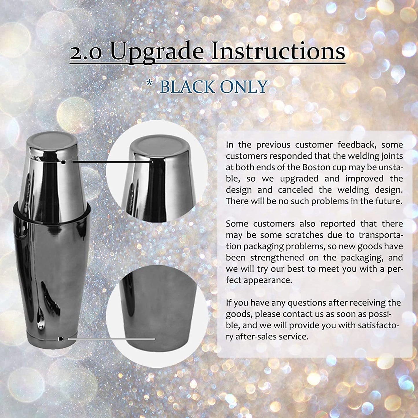 17-Piece Martini Shaker Set with Stylish Bamboo Stand: Stainless Steel Boston Shaker Bar Set, Professional Bar Tools for Mixing Drinks at Home Parties in Black