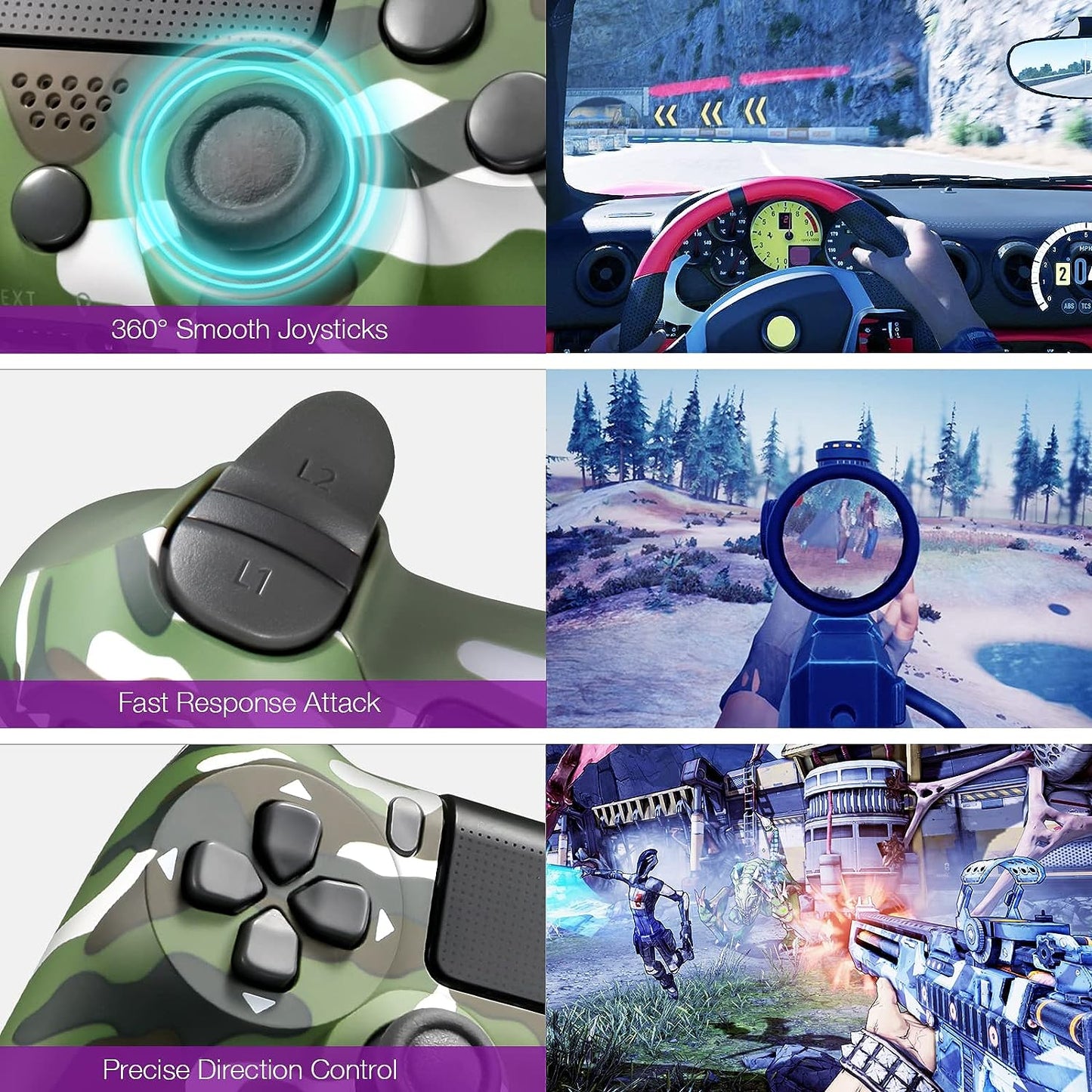 P4 Controller Wireless Gamepad with Audio, Double Shock, High-precisive D-pad and 360° Flexible Joystick Function for P4, P4 Pro(Groovy Green)