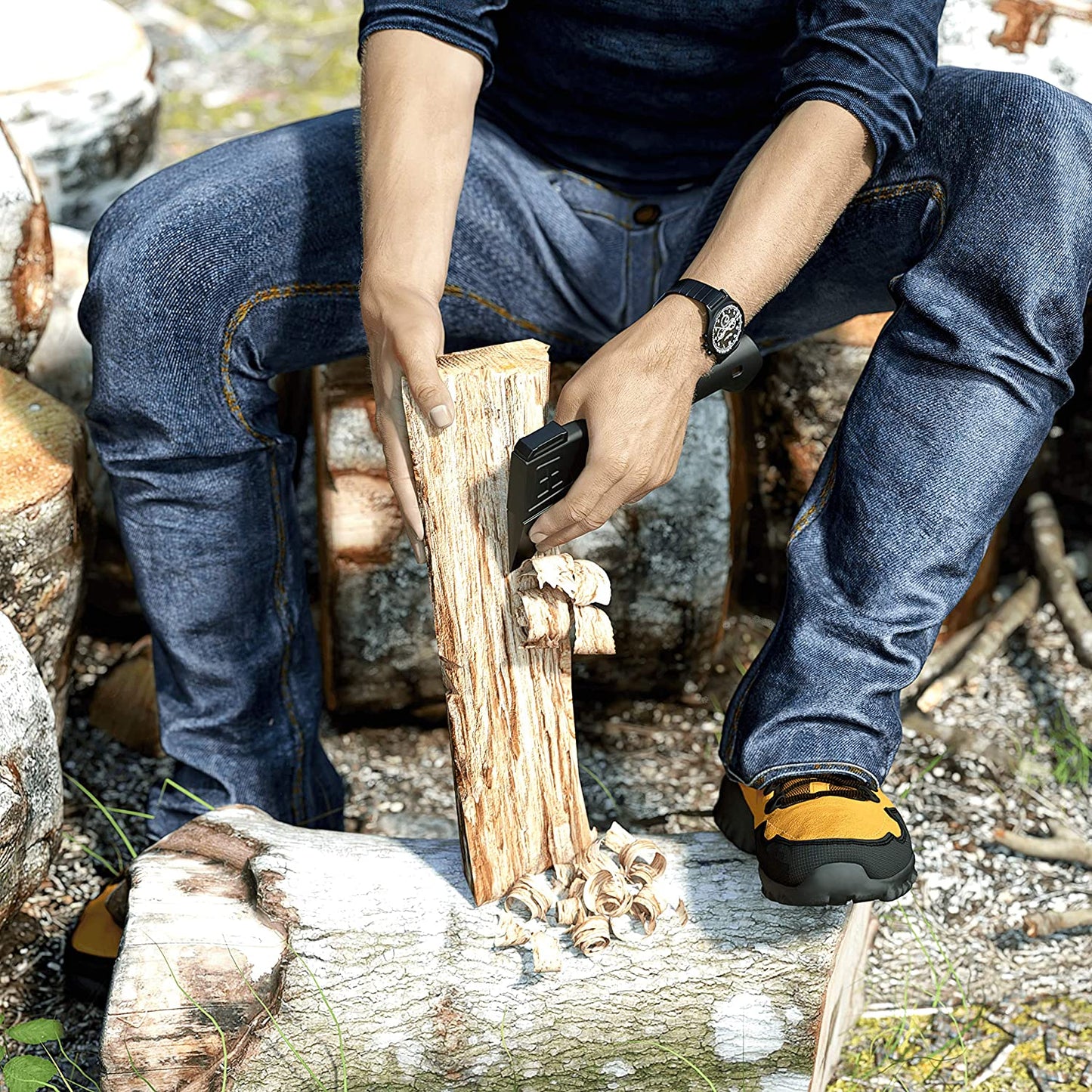 Camping Hatchet with Ergonomic Grip and Lightweight Fiber-Glass Composite Handle - Includes Protective Carrying Sheath