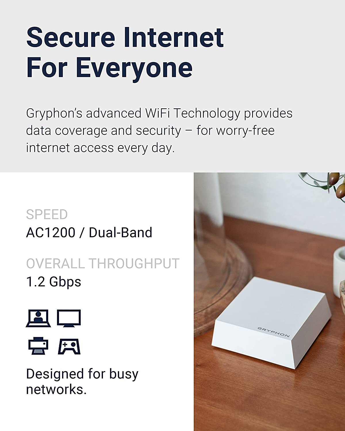 Enhanced Security Router & GUARDIAN Advanced Parental Control System - Smart Mesh Wifi System AC1200 with Hack Protection, Ai-Intrusion Detection, ESET Malware Protection (Up to 1800Sqft)