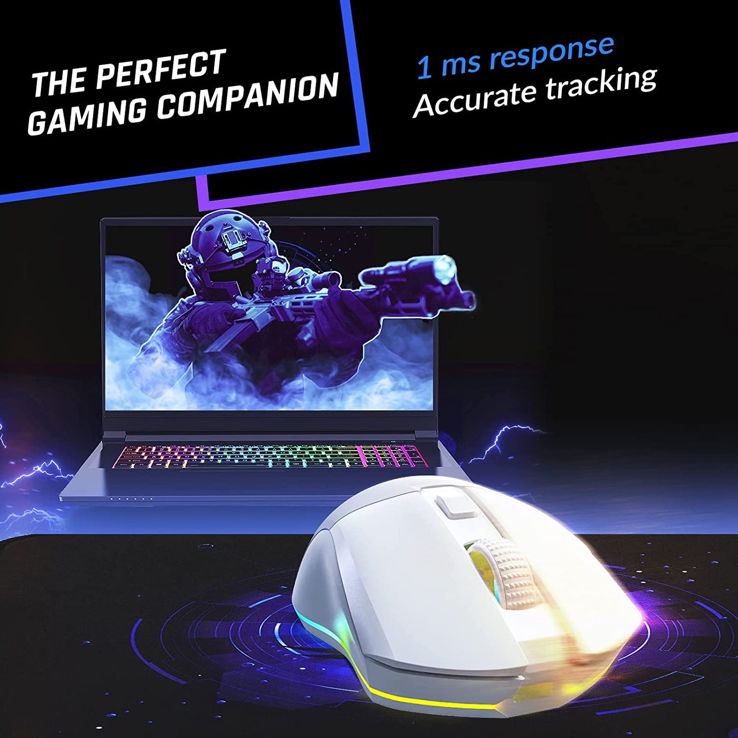 Rechargeable Wireless Gaming Mouse Blaze Pro with Charging Dock, RGB, High-Precision Sensor, Long-Lasting Battery, up to 6000 DPI. Great Wireless PC Gaming Mouse for 2022