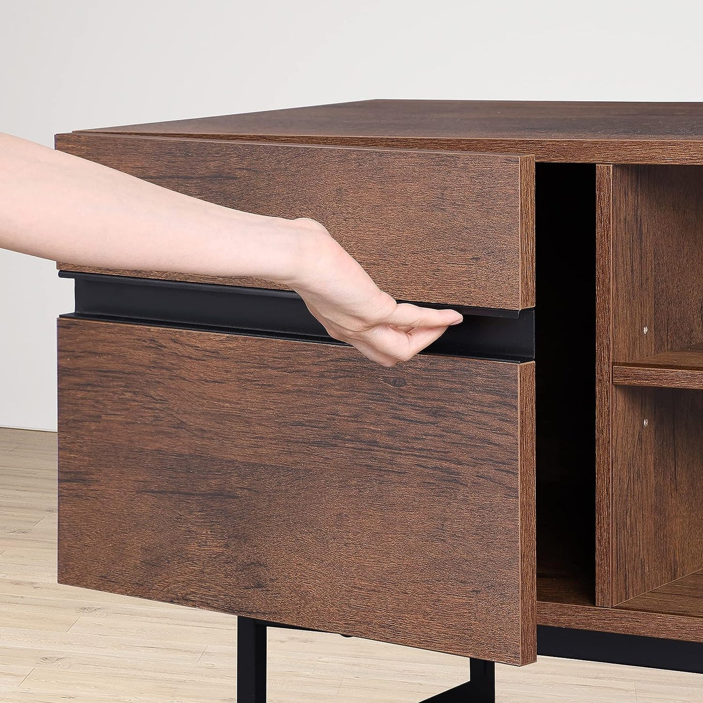 Modern Entertainment TV Stand for up to 50 inch TV with Storage Cabinets Media Console for Living Room, 42" - Brown