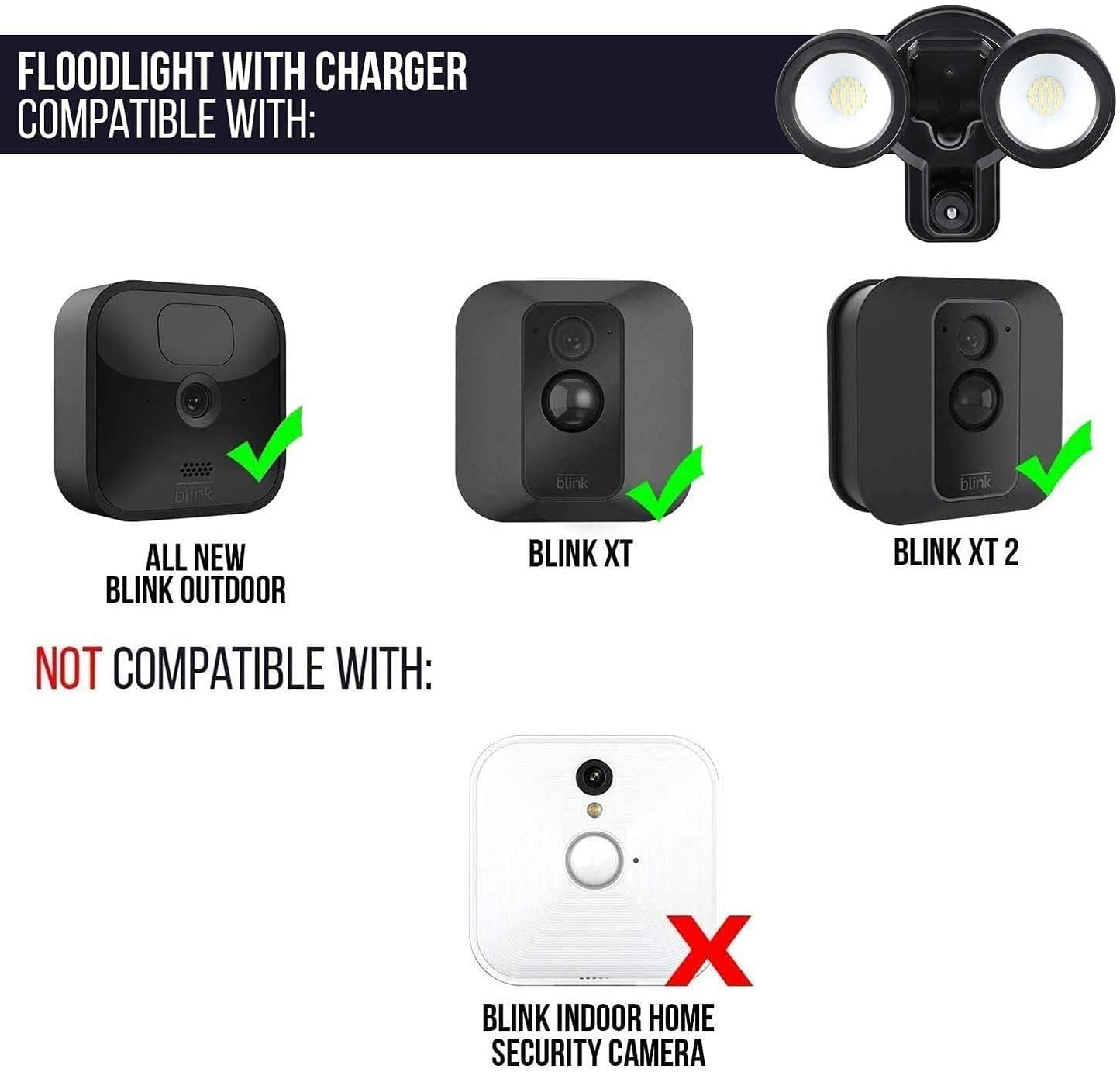 Motion Sensor Smart Flood Light, Charger & Mount 3-In-1 Compatible with Blink Outdoor, Outdoor (3rd Gen) & XT2 Camera - 1500 Lumens, Wired, with Timer Control (Blink Cam NOT Included)