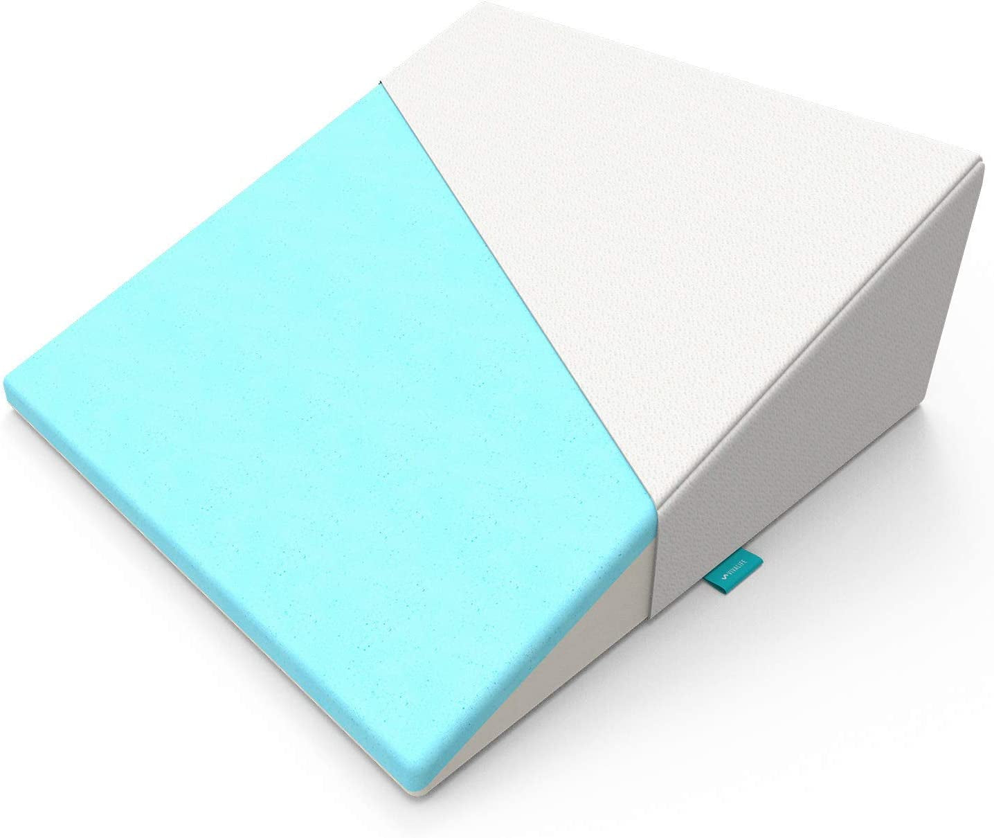Cooling Bed Wedge Pillow with Gel Memory Foam Top - 10 Inch Wedge - Provides Elevated Support for Lower Back Pain, Acid Reflux, Heartburn, Allergies, and Snoring - Comes with an Ultra Soft Breathable Cover