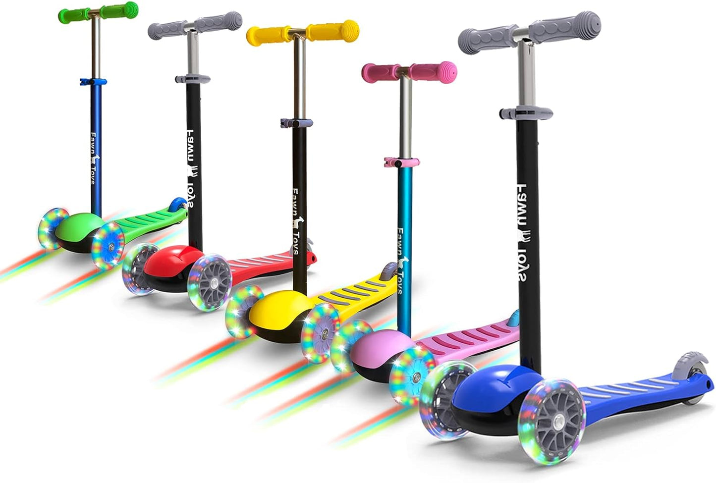 3-Wheel Junior Kick Scooter with Flashing Wheels, Lean to Turn, Suitable for Indoor and Outdoor Use, Ages 2-8 Years