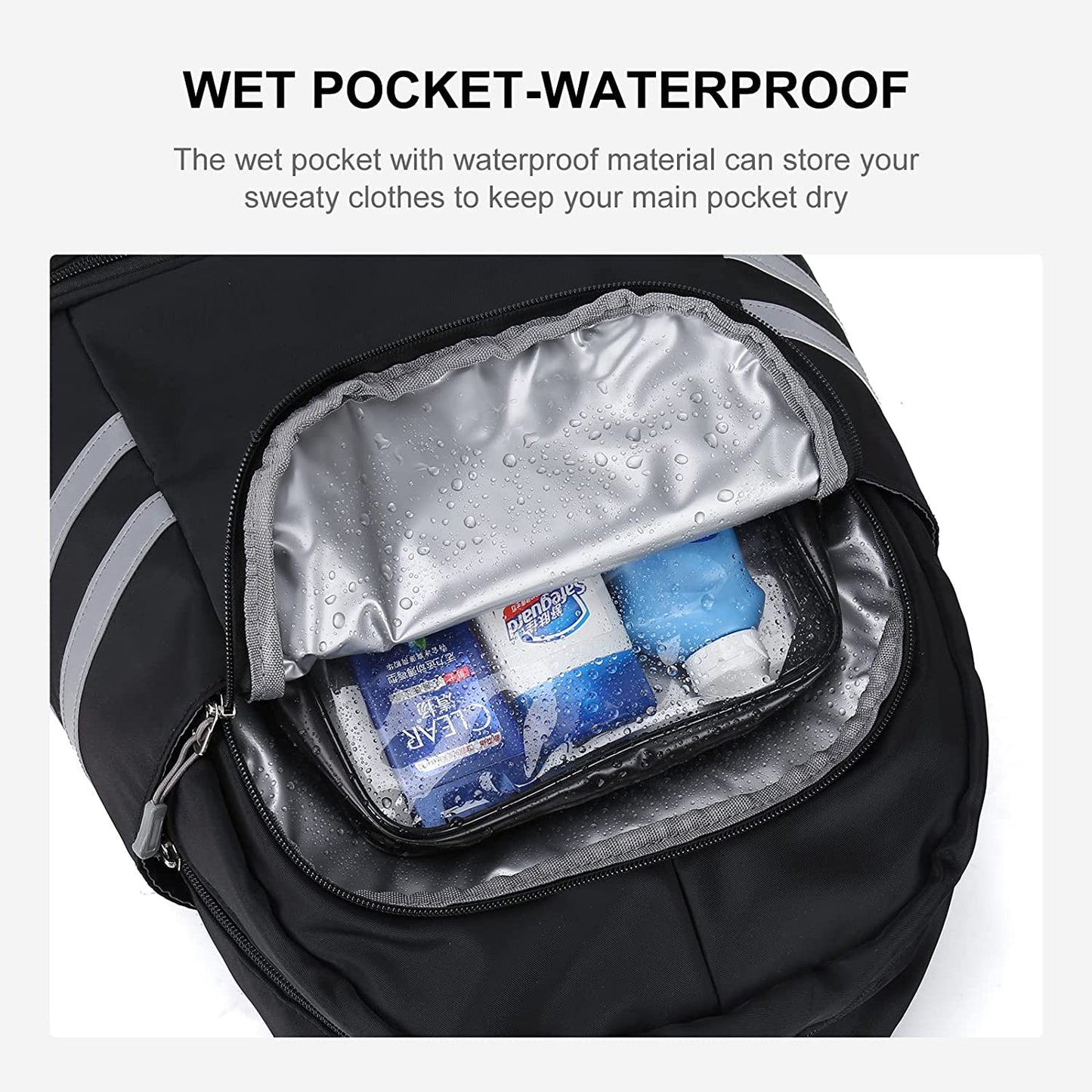 Gym Backpack with Shoe Compartment and Wet Pocket, Foldable Travel Backpack Ideal for Swimming and Yoga, Waterproof