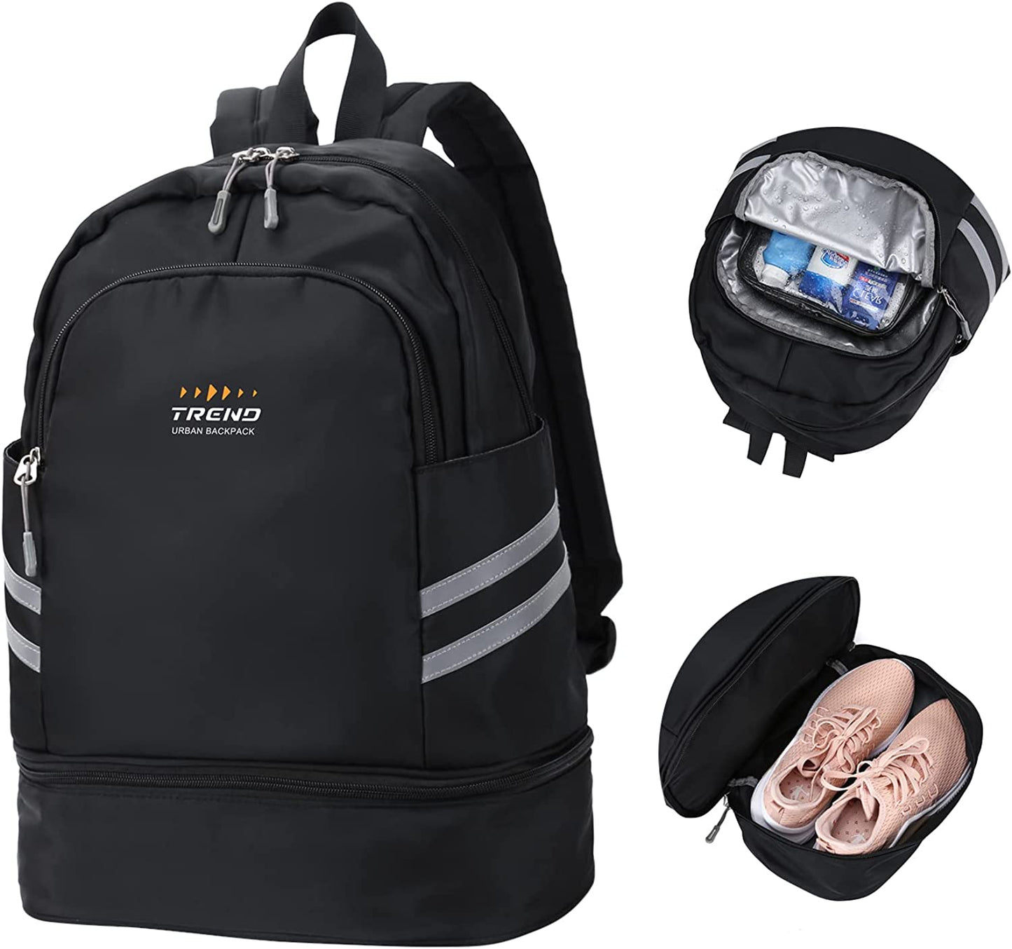 Gym Backpack with Shoe Compartment and Wet Pocket, Foldable Travel Backpack Ideal for Swimming and Yoga, Waterproof